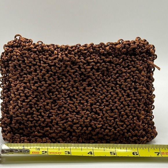 Handmade Brown Boho Crochet Tote/Bag | Vintage Style Clutch Purse - Picture 3 of 9